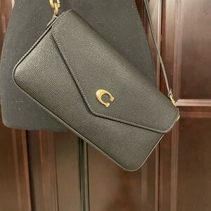 COACH Hayden Polished Pebble, Black Leather Crossbody Bag